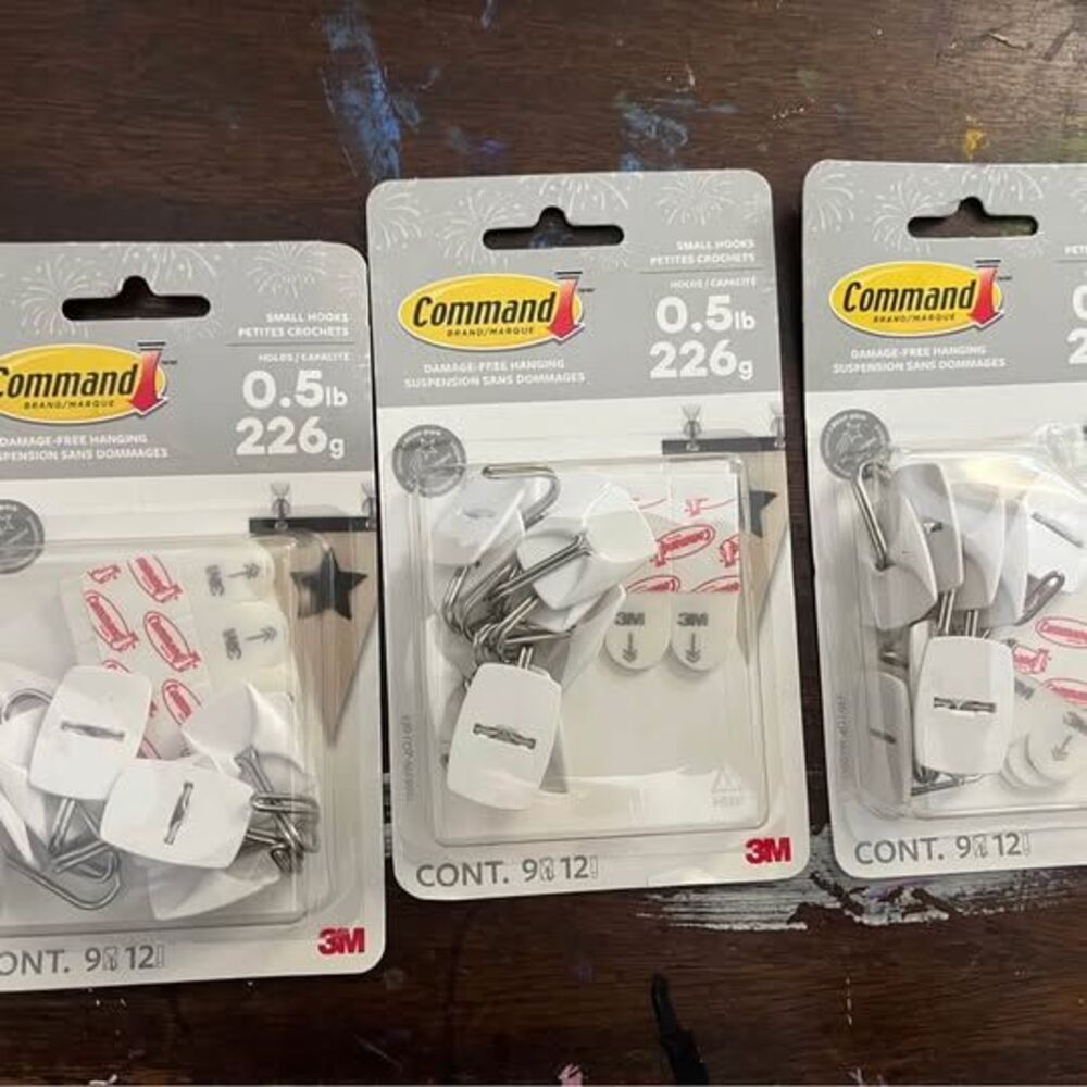 3M Command Small Hooks, 3 Packs